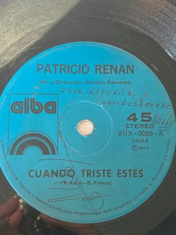 Vinilo Single De Patricio Renán Cuando Triste Estés Numismática Eterno 6796