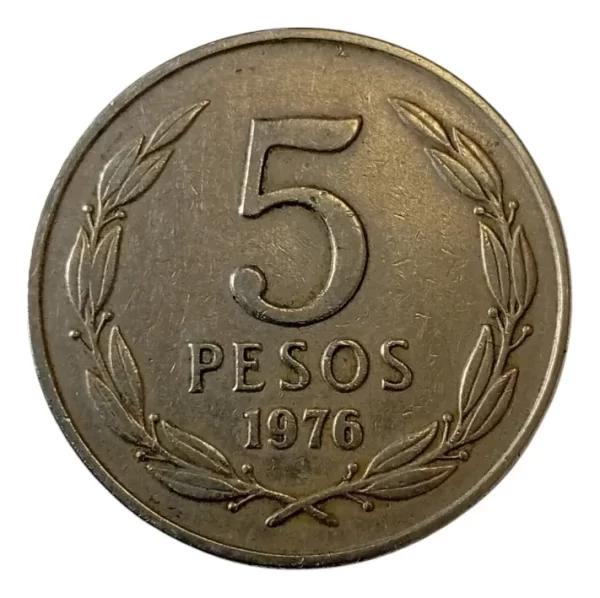 Moneda Chile 5 Pesos 1976 Año Escaso (&1419 (Usado