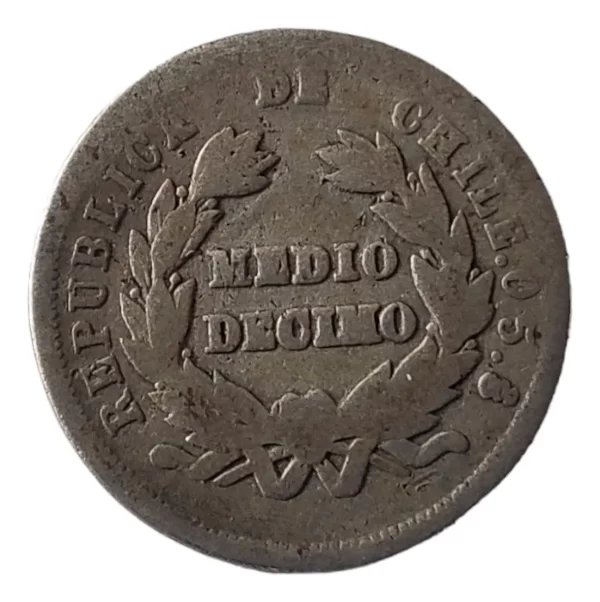 Moneda Chile 1/2 Décimo 1881 Plata .0.5(&1255 (Usado) - Imagen 2