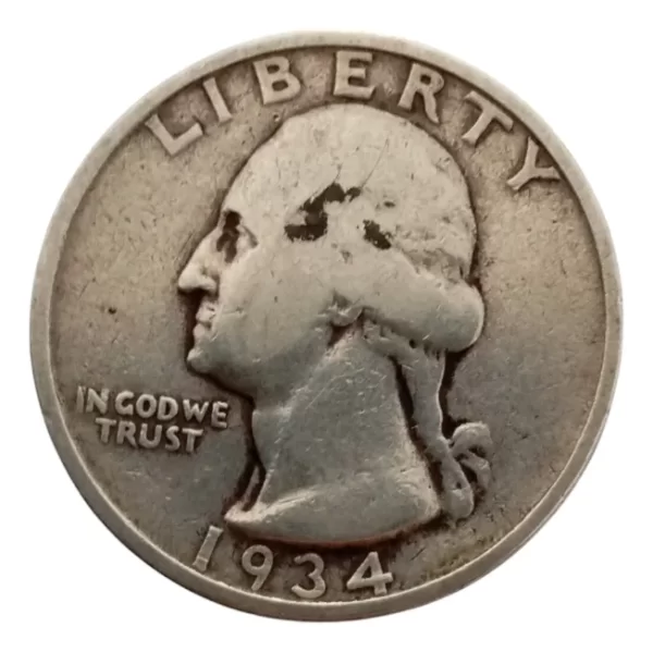Moneda Estados Unidos 25 Cents 1934 Plata,0.9 (p137 (Usado)