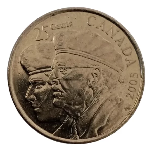 Moneda Canada 25 Cents 2005 Veteranos(&228 (Usado)