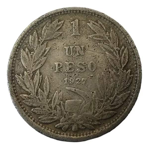 Moneda Chile 1 Peso 1927 Plata 0,5 (p140 (Usado)