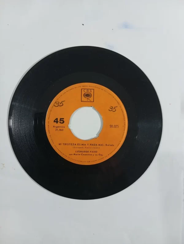 Vinilo Single Leonardo Favio Mi Tristeza Es Mia Nada Mas(y157 (Usado) - Imagen 3