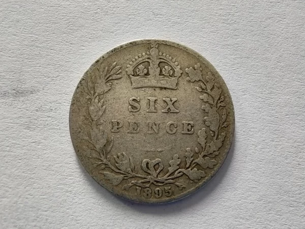 Usado Moneda Inglaterra Six Pence 1895 Plata 0.9(p23 (Usado) - Imagen 3