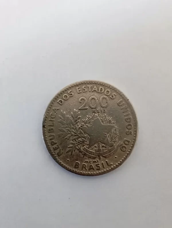 Moneda Brasil 200 Reís 1900 (&1591 (Usado) - Imagen 3