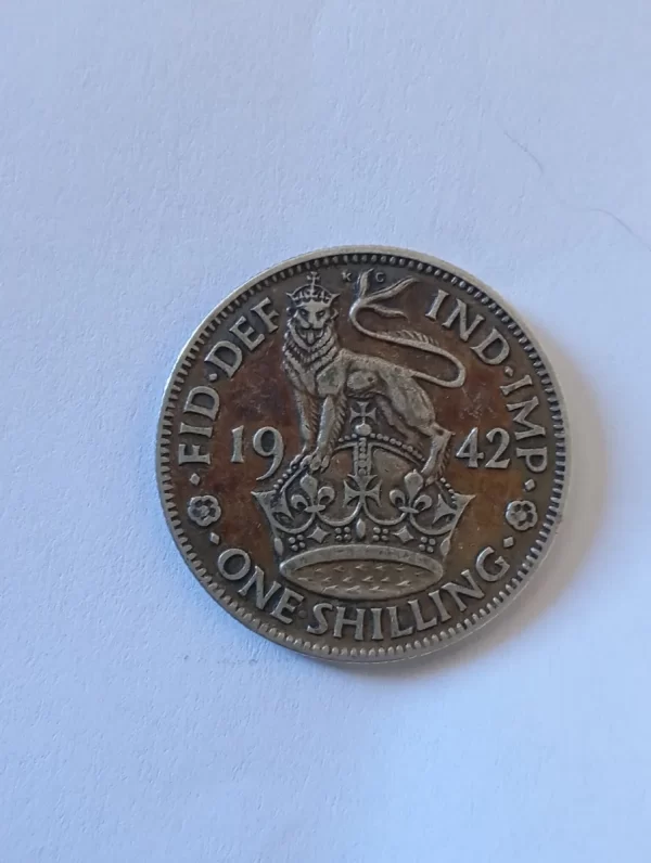 Moneda Inglaterra One Shilling 1942 Plata 0.5 (p158 (Usado) - Imagen 3