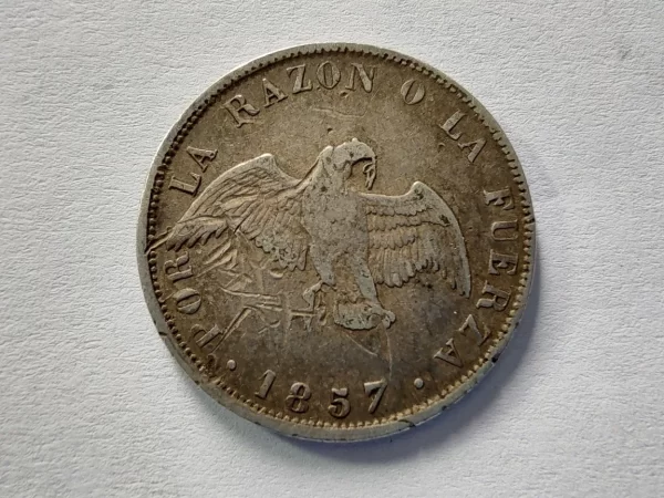 Moneda Chile 20 Centavos 1857 Plata 0.9 (p66 (Usado) - Imagen 2