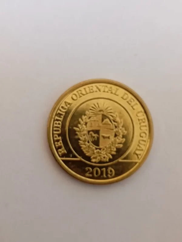 Moneda Uruguay 1 Peso 2019 Mulita (&1612 (Usado) - Imagen 3
