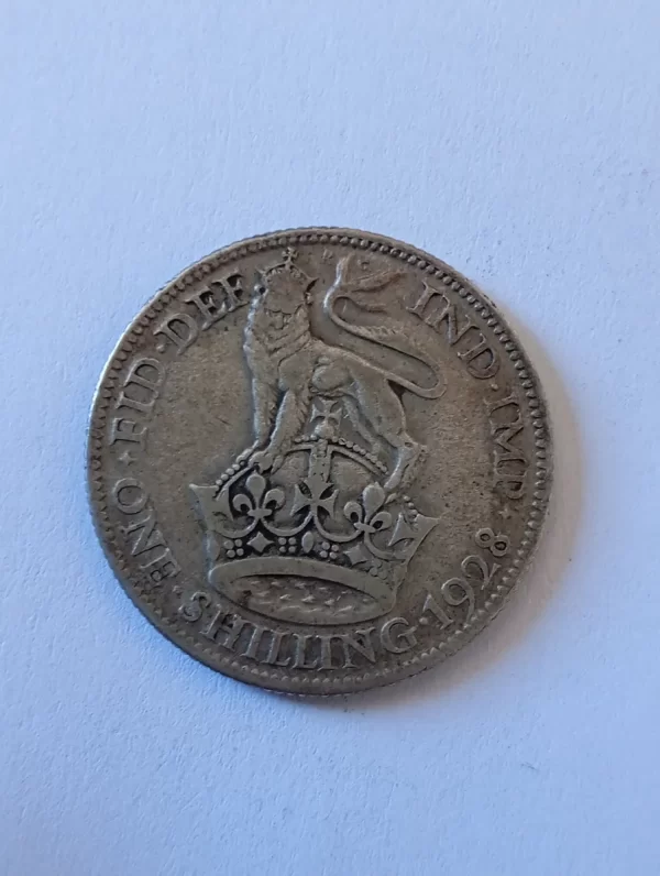 Moneda Inglaterra One Shilling 1928 Plata 0.5 (&153 (Usado) - Imagen 3
