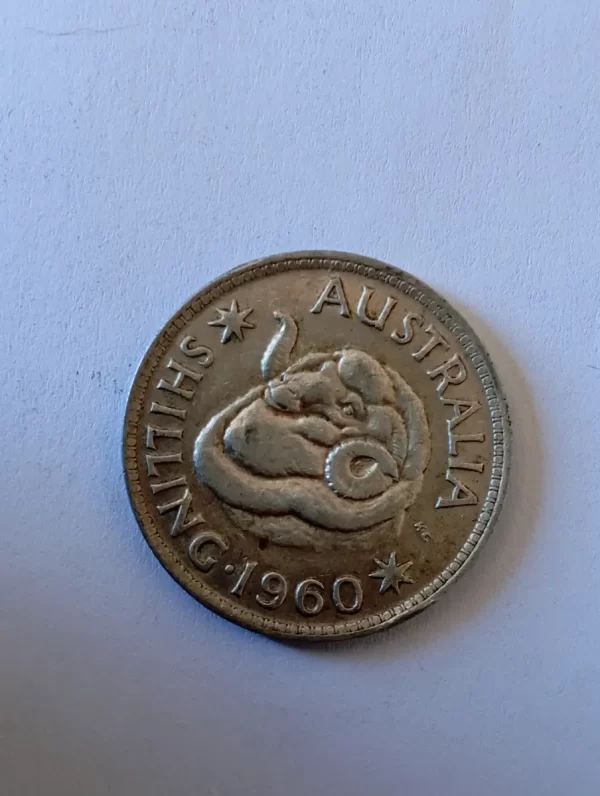 Moneda Australia One Shilling 1960 Plata 0.5(&152 (Usado) - Imagen 3