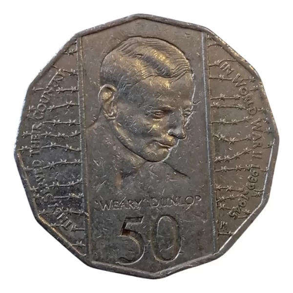 Moneda Australia 50 Cents Weary Dunlop(&1372 (Usado