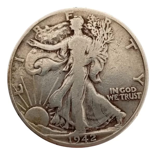 Moneda Estados Unidos Half Dollar 1942 Walking Plat 0.9(p127 (Usado - Imagen 2