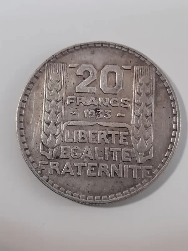 Usado Moneda Francia 20 Francs 1933 Plata 0 .680(p118 (Usado) - Imagen 2