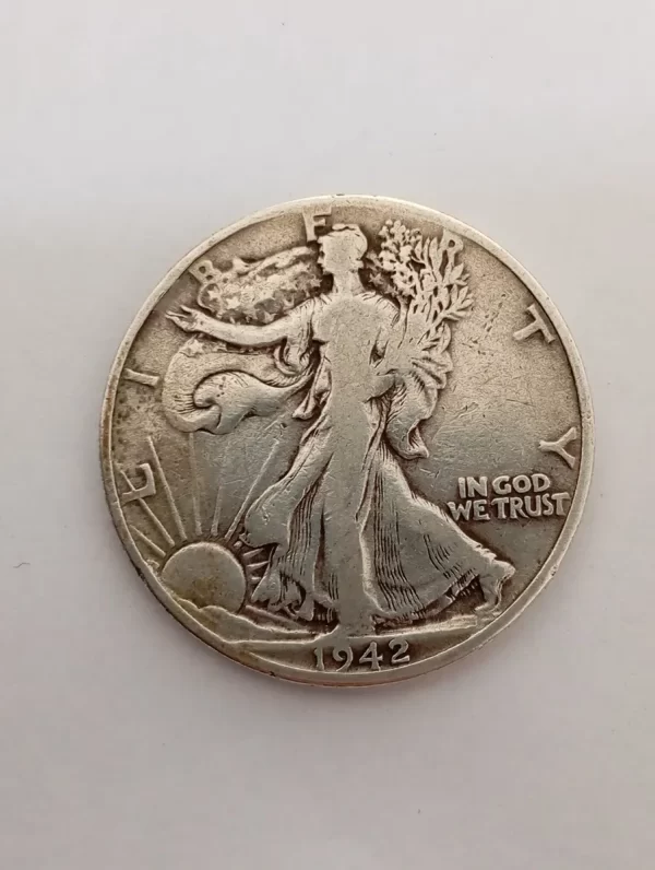 Moneda Estados Unidos Half Dollar 1942 Walking Plat 0.9(p127 (Usado - Imagen 3
