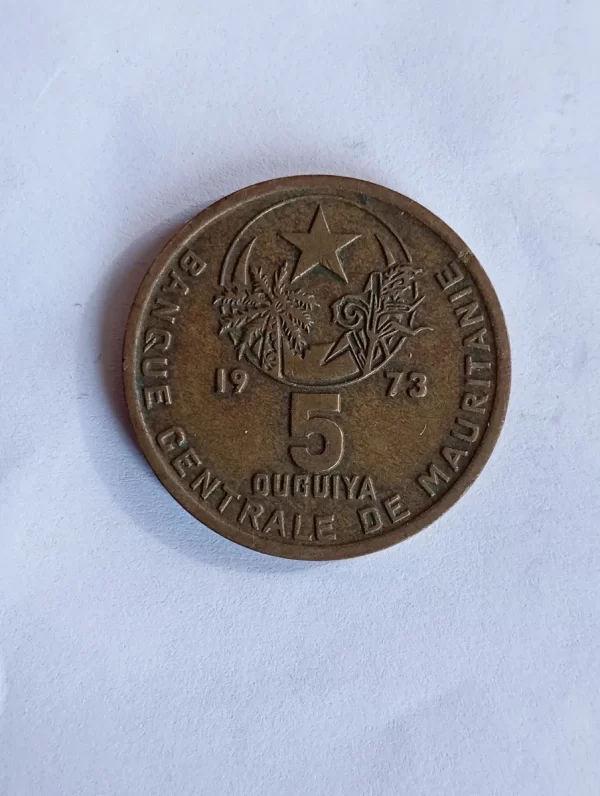 Moneda Mauritania 5 Ouguiya 1973 (&1775 (Usado) - Imagen 2