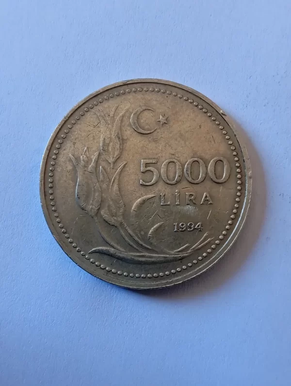 Moneda Turkia 5000 Liras 1994 (&1467 (Usado) - Imagen 2