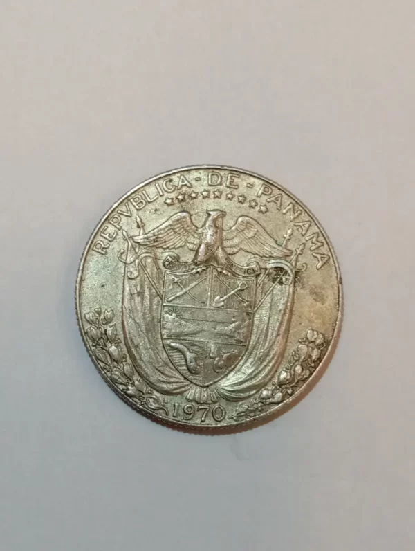 Moneda Panamá 1/2 Balboa 1970 Plata 0.4 (p54 (Usado) - Imagen 2