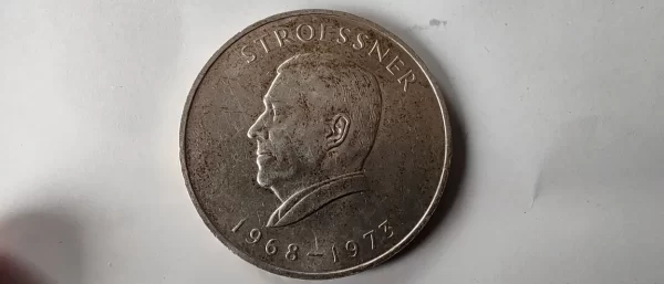 Moneda Paraguay 300 Guaranies 1973 Stroe Plata 0.720 (p40 (Usado) - Imagen 3