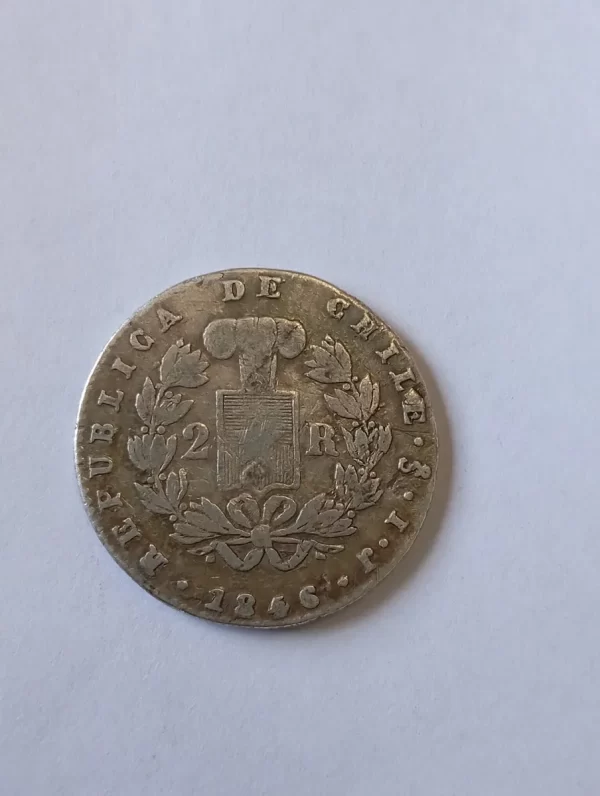 Moneda Chile 2 Reales 1946 Plata 0.9 Falla Cuño(p74 (Usado) - Imagen 3
