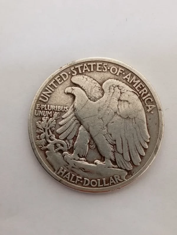 Moneda Estados Unidos Half Dollar 1942 Walking Plat 0.9(p127 (Usado - Imagen 4
