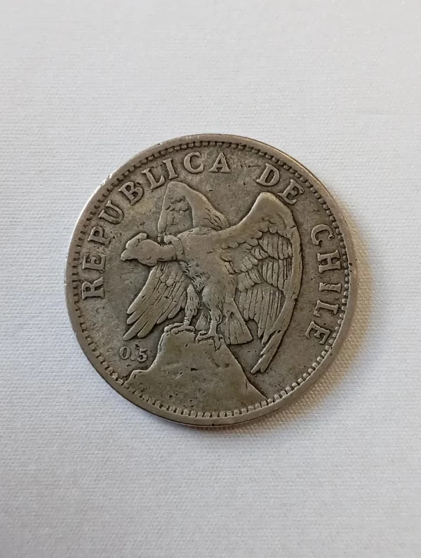 Moneda Chile 1 Peso 1925 Plata 0.5 (p33 (Usado) - Imagen 3
