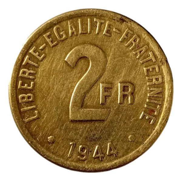 Moneda Francia Libre 2 Francs 1944 (&827 (Usado)