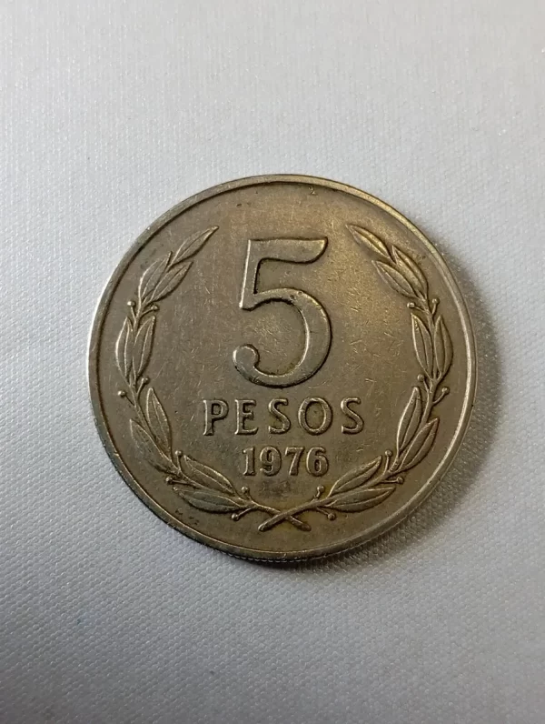 Moneda Chile 5 Pesos 1976 Año Escaso (&1419 (Usado - Imagen 2