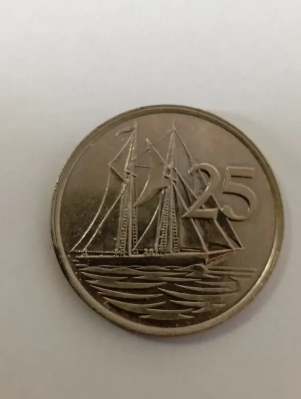 Moneda Islas Cayman 25 Cents 1977 (&1050 (Usado - Imagen 2