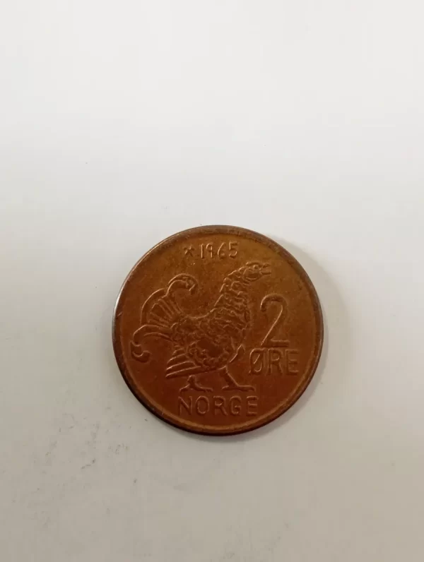 Moneda Noruega 2 Ore 1965 Gallo (&1423 (Usado) - Imagen 2