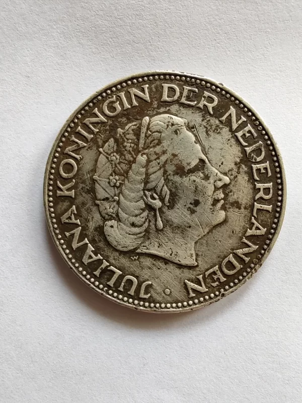 Moneda Paises Bajos 2 1)2 Gulden 1960 Plata 0.720 (p18 (Usado) - Imagen 2