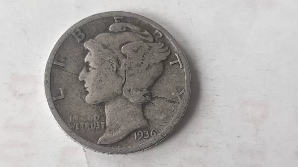 Moneda Estados Unidos 10 Cents 1936 Mercury Plata.09(p47 (Usado) - Imagen 2