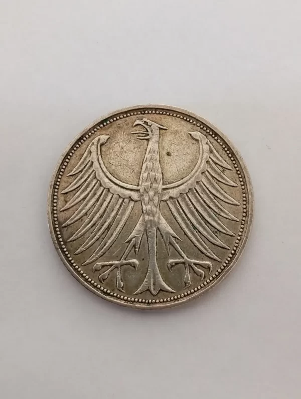 Moneda Alemania 5 Marcó 1951 Plata 0.625(p157 (Usado) - Imagen 2