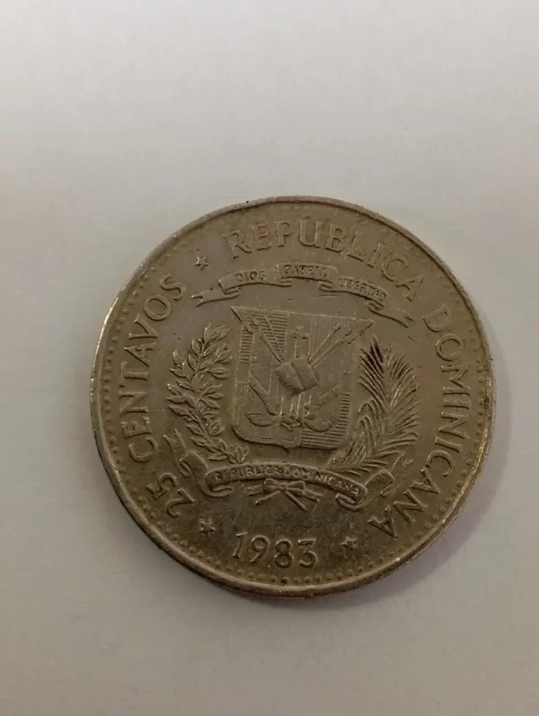 Moneda República Dominicana 25 Cets 1983 Herms Mirabal (&780 (Usado) - Imagen 3