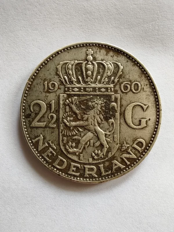 Moneda Paises Bajos 2 1)2 Gulden 1960 Plata 0.720 (p18 (Usado) - Imagen 3