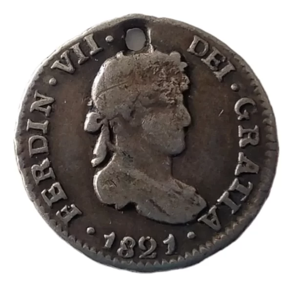 Moneda Bolivia 1/2 Real Potosí 1821 -p125 (usado - Imagen 2