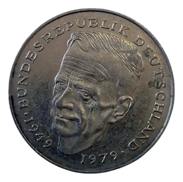 Moneda Alemana 2 Marcos 1979 Kurt Shumacher (&1693 (Usado