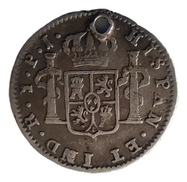 Moneda Bolivia 1/2 Real Potosí 1821 -p125 (usado - Imagen 3