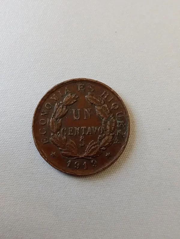 Moneda Chilena 1 Centavo 1919 (&1549 (Usado) - Imagen 2