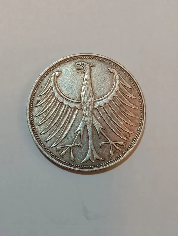 Moneda Alemania 5 Marcos Ceca J 1969 Plata 0.650(p48 (Usado) - Imagen 2