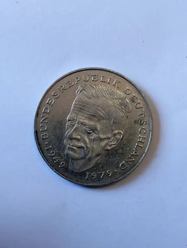Moneda Alemana 2 Marcos 1979 Kurt Shumacher (&1693 (Usado - Imagen 2