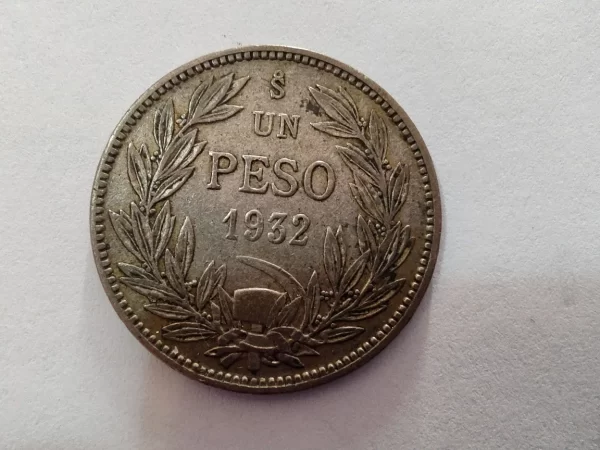 Moneda Chile 1 Peso 1932 Plata 0.4 (p101 (Usado) - Imagen 2