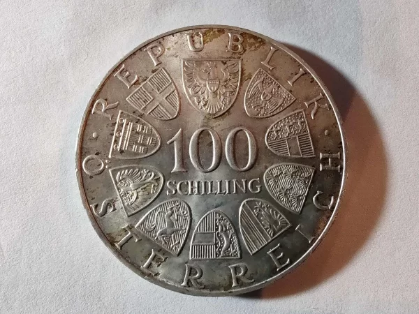 Moneda Austria 100 Schilling 1975 0.640 J Straus (p96 (Usado) - Imagen 2