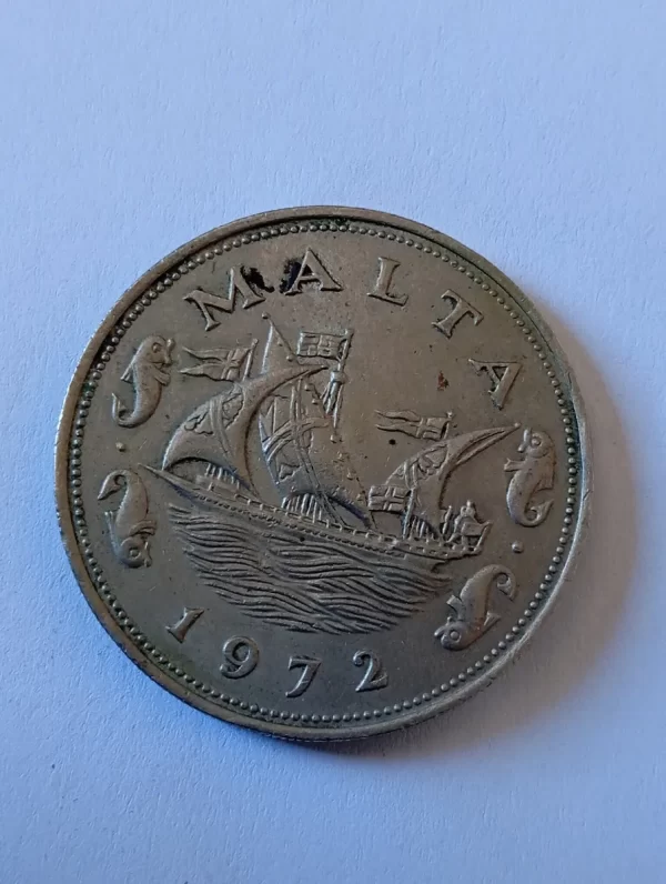 Moneda Malta 10 Cents 1972 Barco (&1444 (Usado) - Imagen 2
