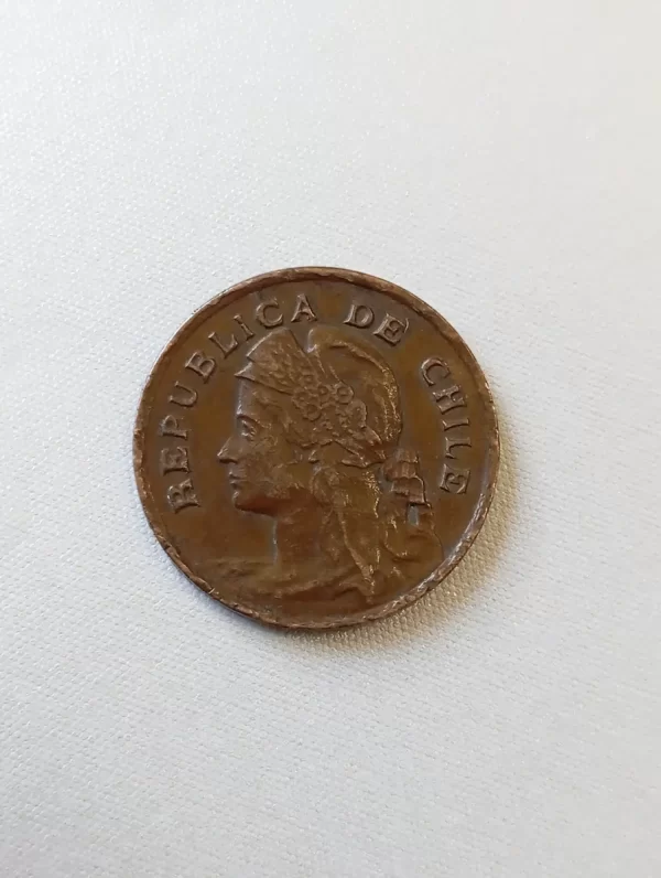 Moneda Chilena 1 Centavo 1919 (&1549 (Usado) - Imagen 3