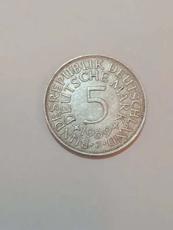 Moneda Alemania 5 Marcos Ceca J 1969 Plata 0.650(p48 (Usado) - Imagen 3
