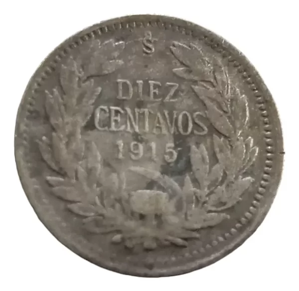 Moneda Chile 10 Centavos Plata 0.45 (&774 (Usado) - Imagen 2