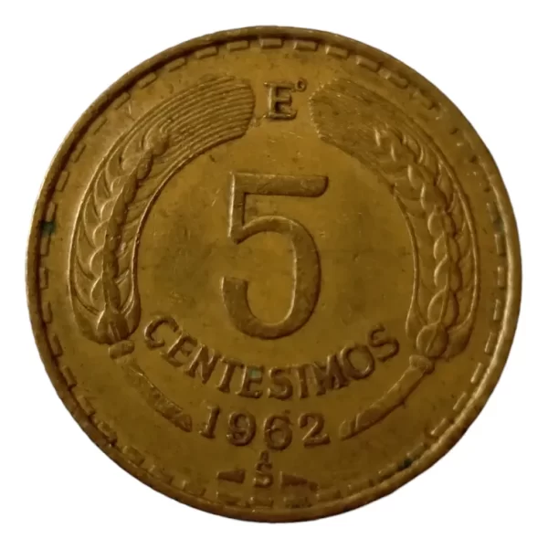 Moneda Chilena 5 Centésimos 1962 Año Escaso(&1 (Usado) - Imagen 2