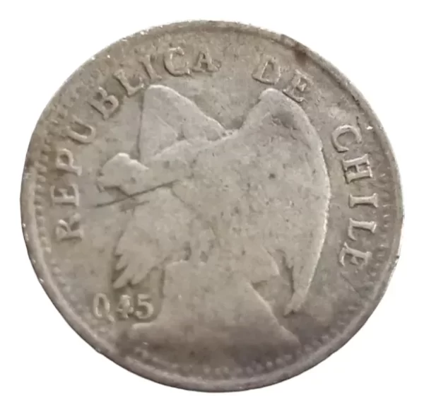 Moneda Chile 10 Centavos Plata 0.45 (&774 (Usado) - Imagen 3