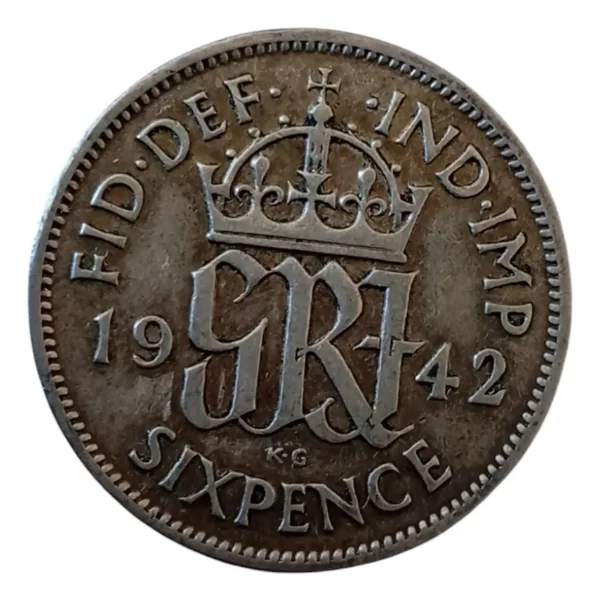 Moneda Inglaterra Six Pence 1942 Plata 0.5(p159 (Usado)