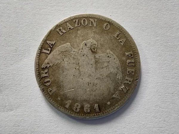 Moneda Chile 20 Centavos 1861 Plata 0.9 (p15 (Usado) - Imagen 2